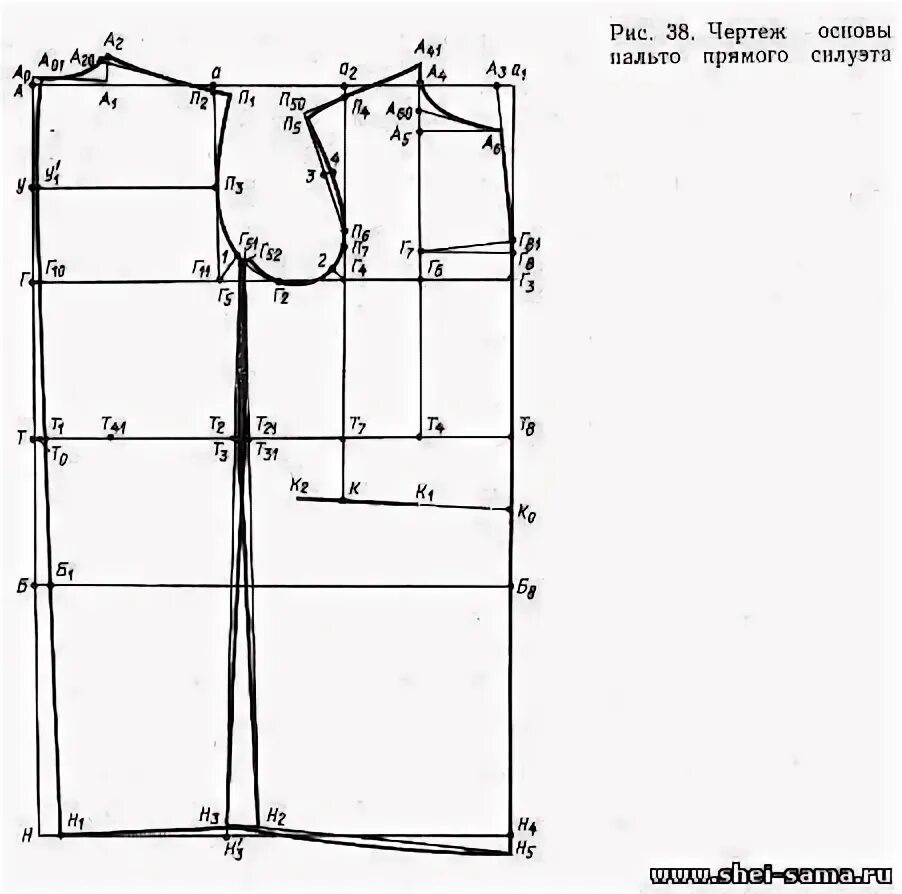 Построение выкройки мужского пальто 7. Конструирование пальто прямого силуэта Выкройки, Пальто, Шитье