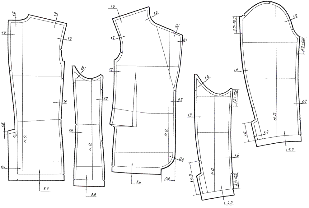 Построение выкройки мужского пиджака пошагово Припуски рукава