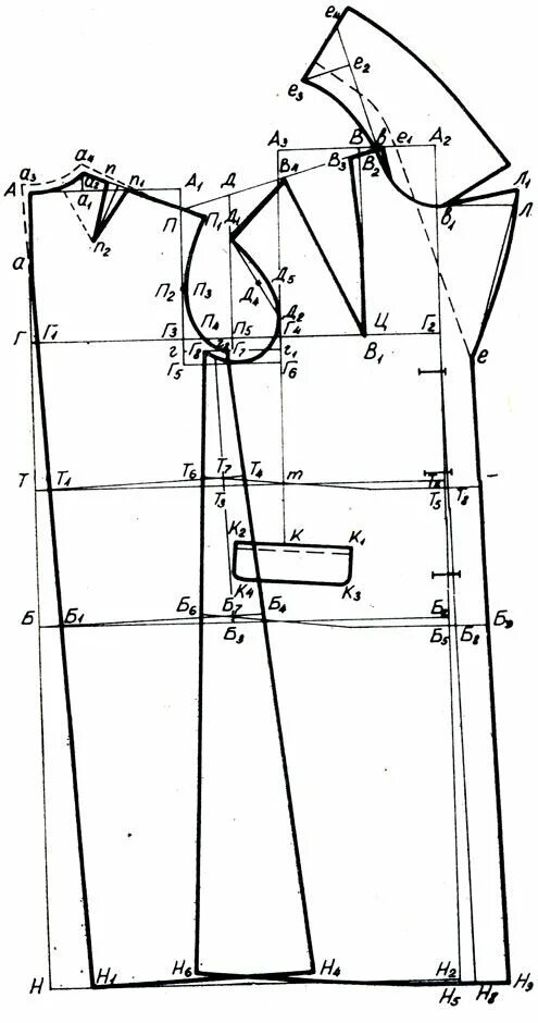 Построение выкройки пальто женского прямого силуэта 2. Построение чертежа основы пальто прямого силуэта 1985 Азарова М.Н. - Женская 