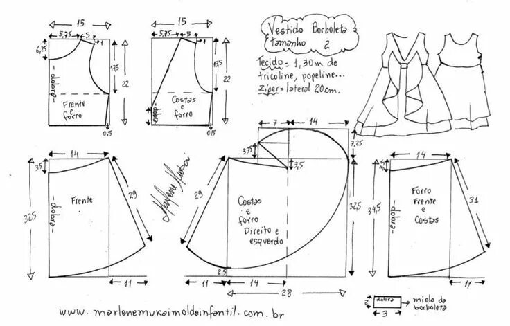 Построение выкройки платья девочке Шитье ✂ Выкройки Узоры для платьев для малыша, Платье бабочка, Выкройки