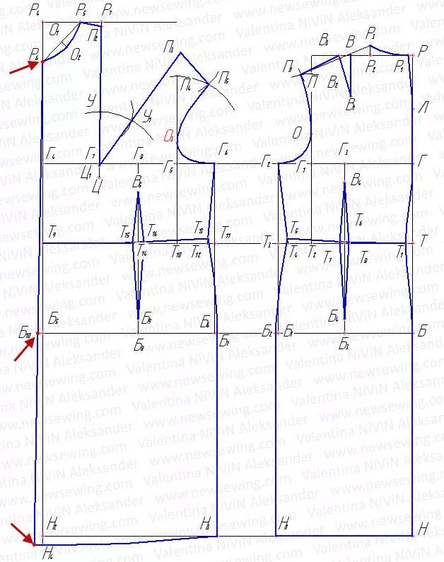 Построение выкройки платья из эластичной ткани Выкройка платья 60 размера Пошаговое построение Выкройки, Шитье, Шитье для начин