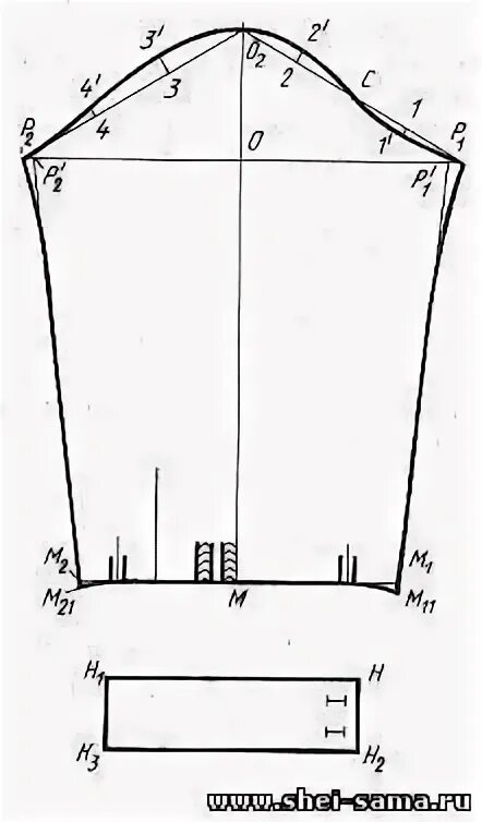 Построение выкройки рукава рубашки 21. Особенности построения втачных рукавов курточного типа и блузонов - Глава IV