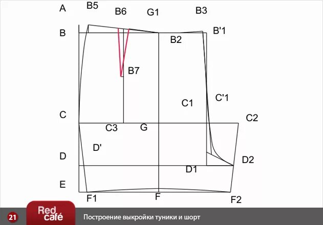 Построение выкройки шорт женских на резинке RedCafe Построение выкройки туники и шорт