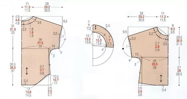 Построение выкройки со спущенным рукавом Блузка с воланами на рукавах, выкройка на три размера:br ОГ82-ОТ66-ОБ90 br ОГ88-
