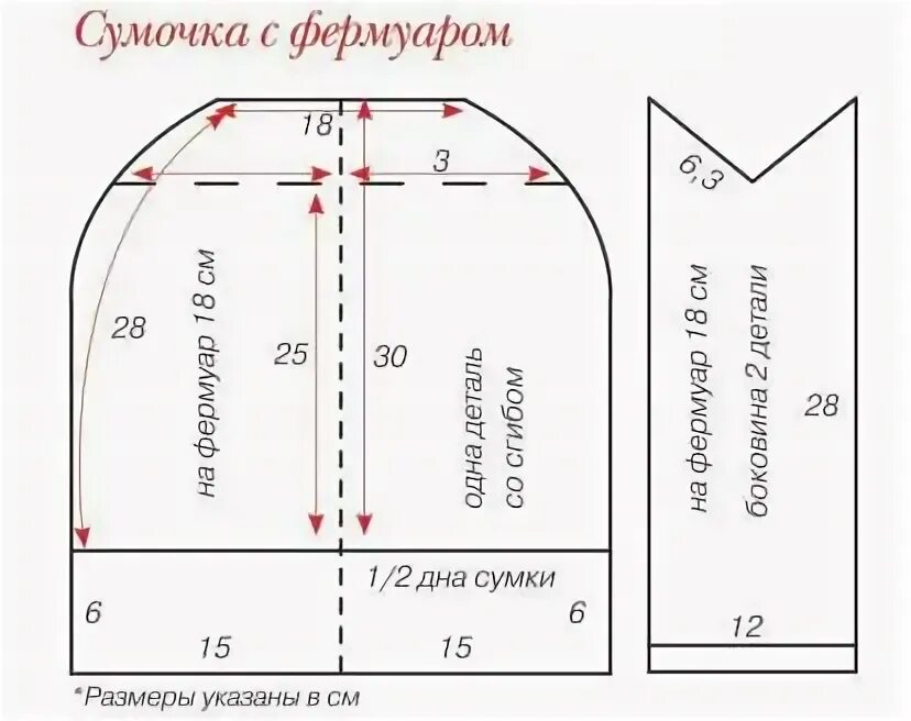 Построение выкройки сумки с фермуаром Выкройка сумки с фермуаром 20 см готовая каталог Tim-Market.ru