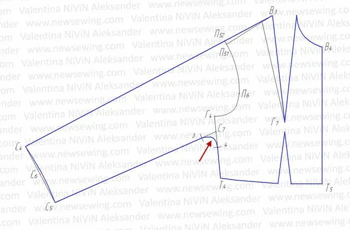 Построение выкройки цельнокроеного рукава без вытачек Цельнокроеный рукав. Полочка. Выкройки, Длинный рукав, Рукав