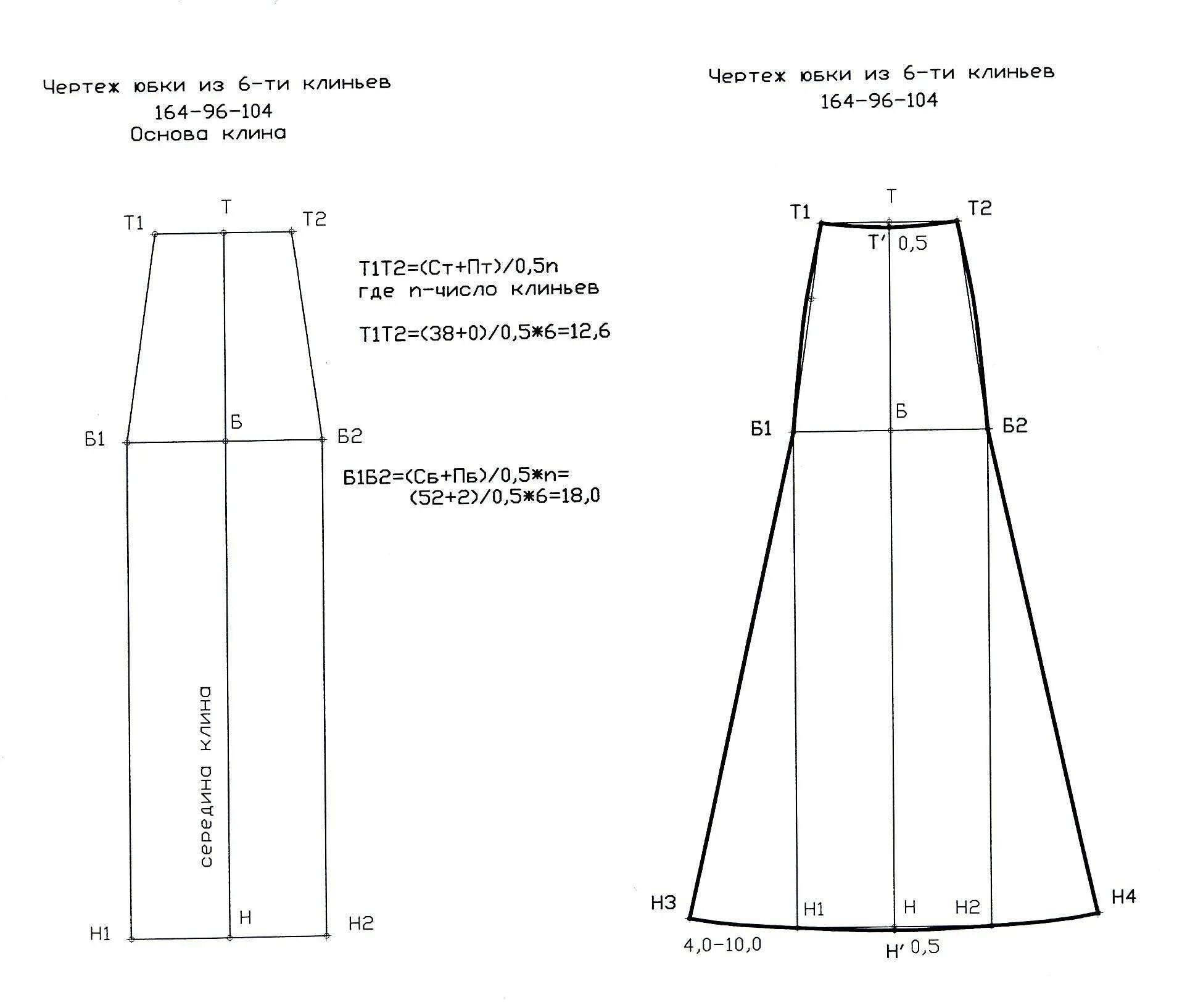 Построение выкройки юбки 4 х клинки 2.2.4 Построение клиньевых юбок на основе бк прямой юбки