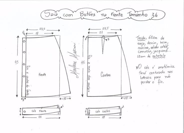 Построение выкройки юбки а силуэта Выкройка юбки с застежкой спереди. Размеры евро 36-56 (Шитье и крой) - Журнал Вд