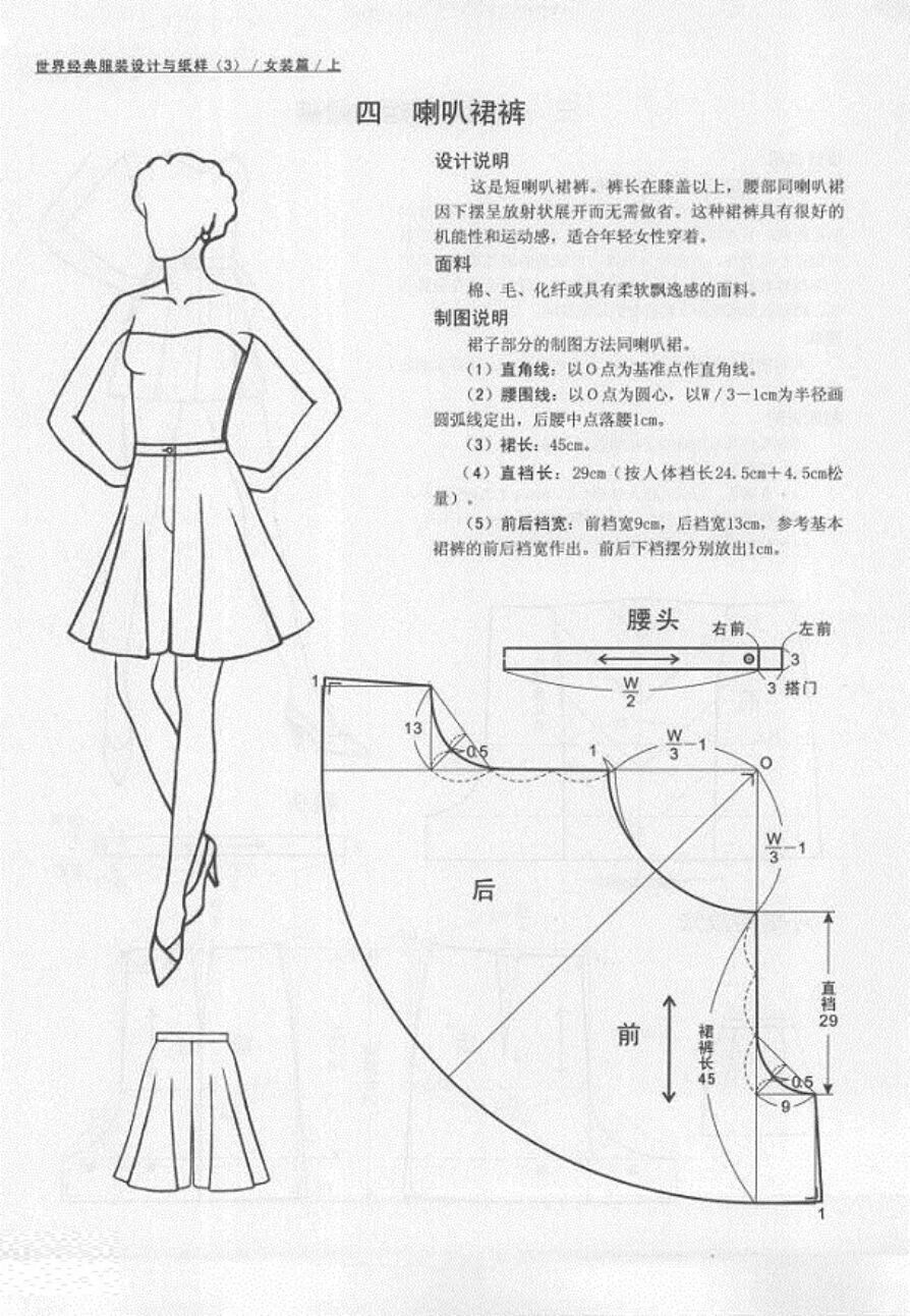 Построение выкройки юбки шорты Выкройка юбка-шорты Quần giả váy, Mẫu may vá, Thời trang