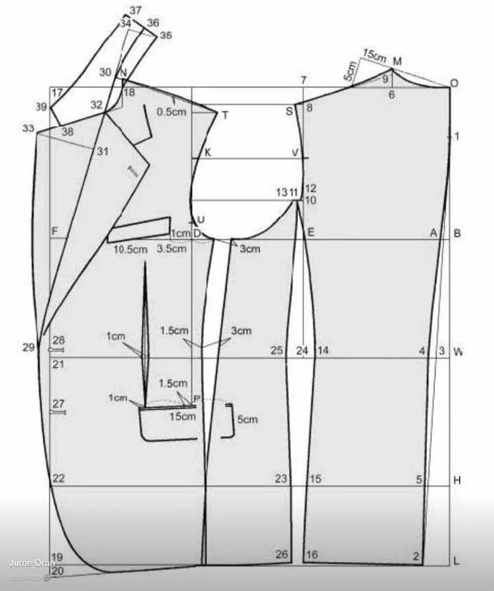 Построение выкройки жакета женского Pin di amir.im su amir.im Modello di cucitura, Fantasie cappotti, Modello di cuc