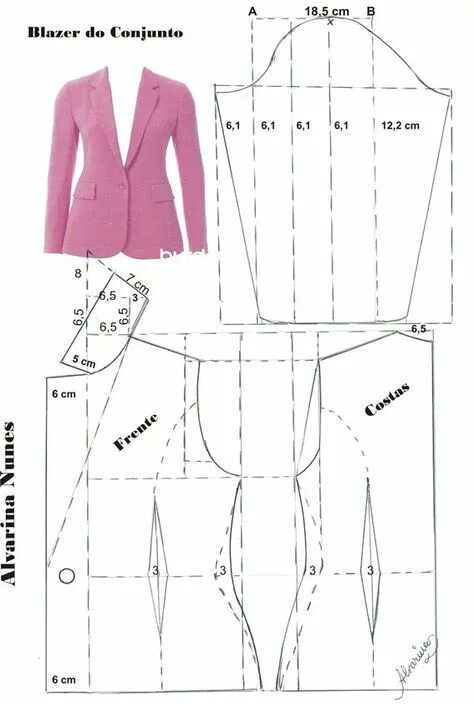 Построение выкройки жакета женского Идеи на тему "Выкройки пиджака" (10) выкройки, швейные учебники, пиджак