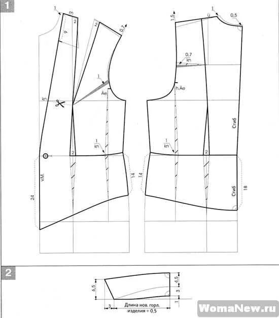 Построение выкройки жакета женского без рукавов Выкройка жакета с баской WomaNew.ru - уроки кройки и шитья! Pattern, Fashion des