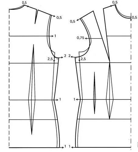 Построение выкройки жакета женского без рукавов Выкройка женского пиджака приталенного без воротника. Пошаговая выкройка пиджака