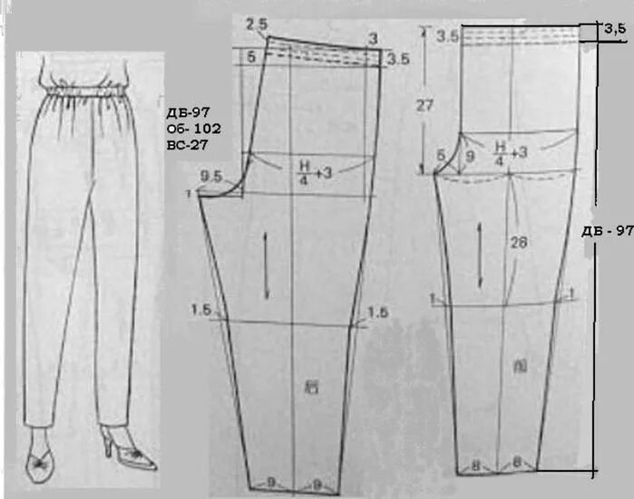 Построение выкройки женских брюк на резинке Шитье Записи в рубрике Шитье Дневник Darina_Mincheva : LiveInternet - Российский