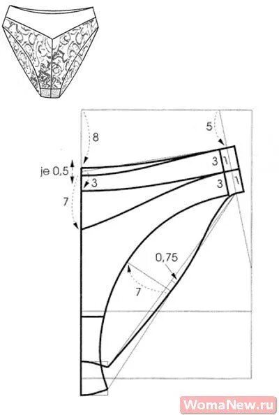 Построение выкройки женских трусиков женские трусы3 Выкройки, Шитье, Трусы