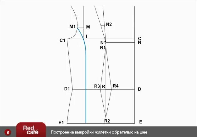 Построение выкройки жилета женского Выкройка женской жилетки с бретелью на шее. Построение и моделирование. Бесплатн