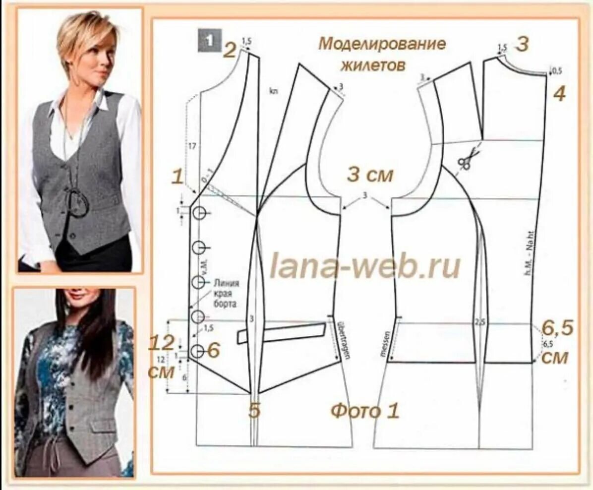 Построение выкройки жилета женского Размеры безрукавок женских: найдено 83 картинок