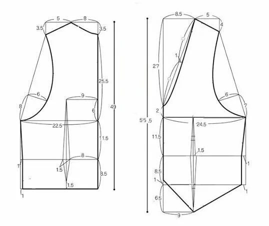Построение выкройки жилета женского Пин от пользователя Елена Шакарян на доске Выкройки Выкройка одежды, Выкройки, Ж