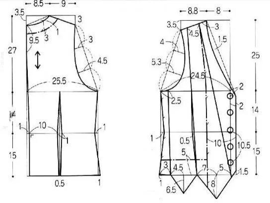 Построение выкройки жилетки женской Осинка Выкройки, Остатки ткани, Шитье