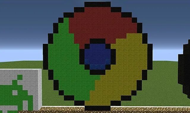 Построить арт в майнкрафт по фото Google Chrome Logo Pixel Art Minecraft Map