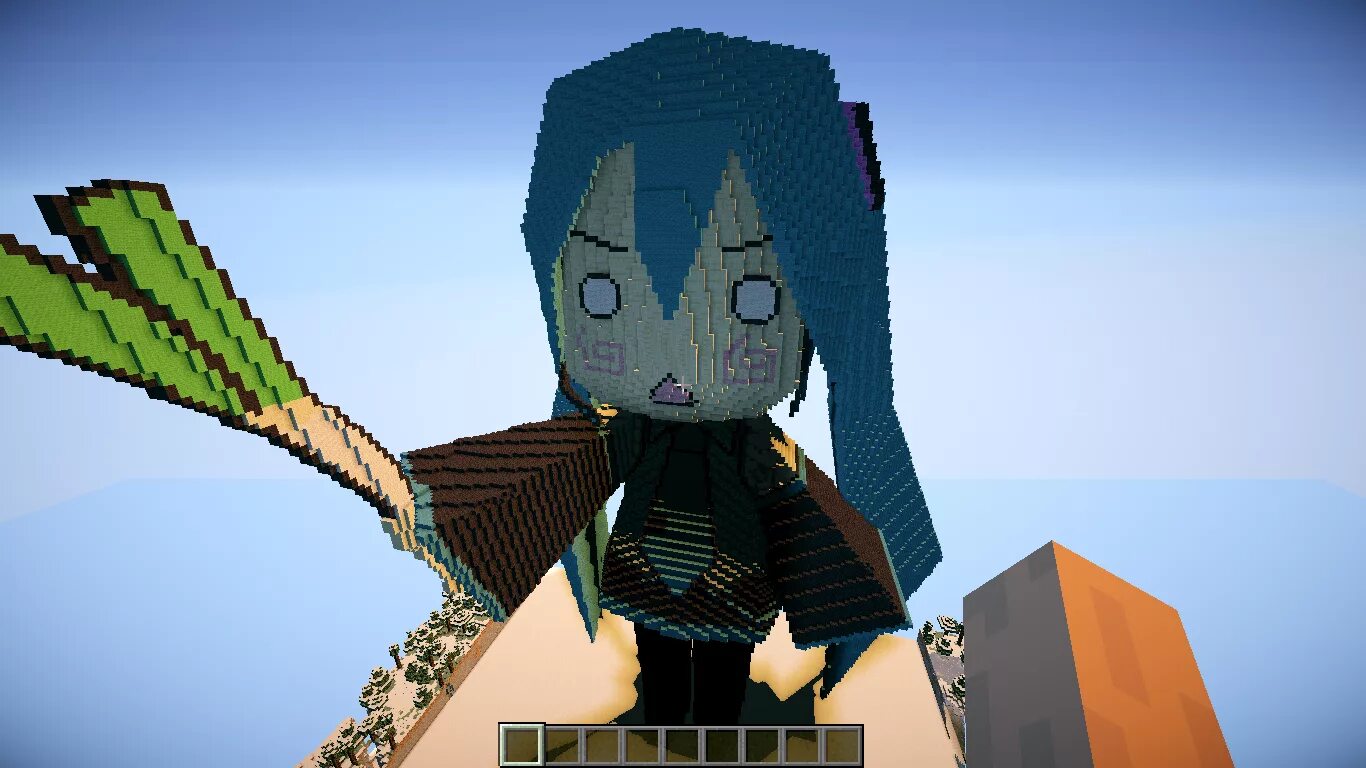 Построить арт в майнкрафт по фото Hatsune Miku (Nendroid Ver) Minecraft Map