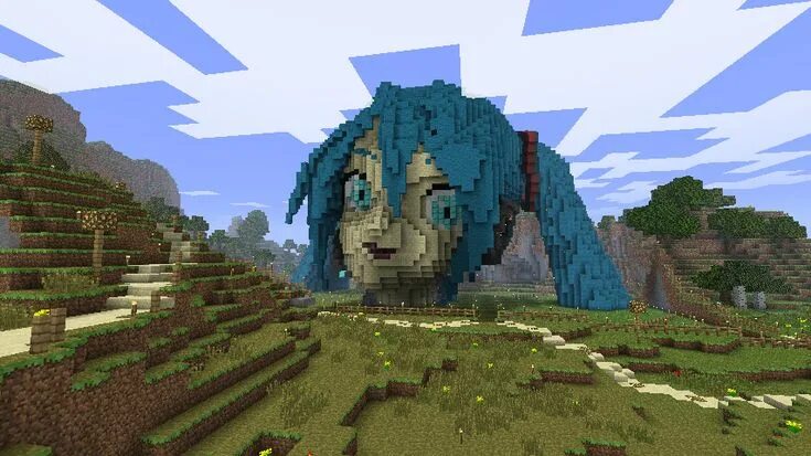 Построить арт в майнкрафт по фото Minecraft - Hatsune Miku by Ludolik.deviantart.com Hatsune miku, Miku, Hatsune