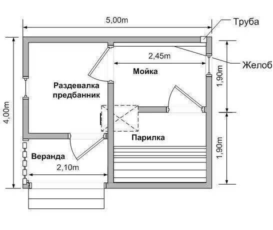 Построить баню чертеж Планировки деревянных бань от компании СтройДомКомфорт