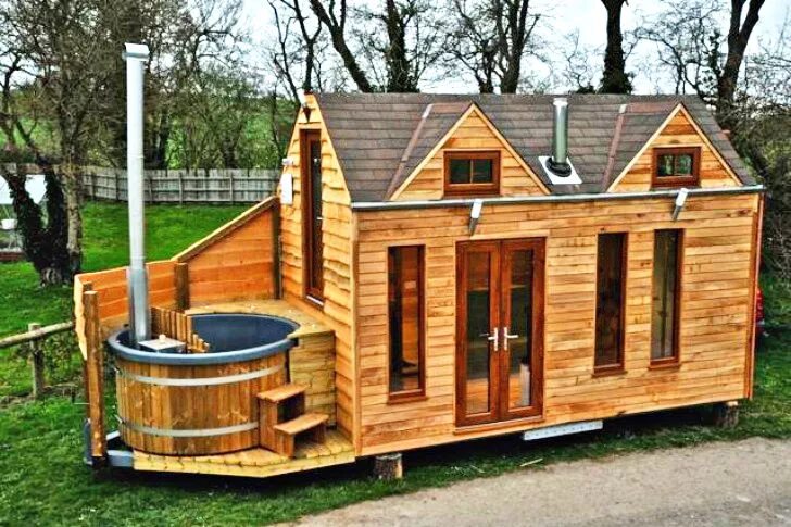 Построить баню фото Tinywood Homes Come with Their Own Hot Tubs in the UK Tiny house on wheels, Tiny