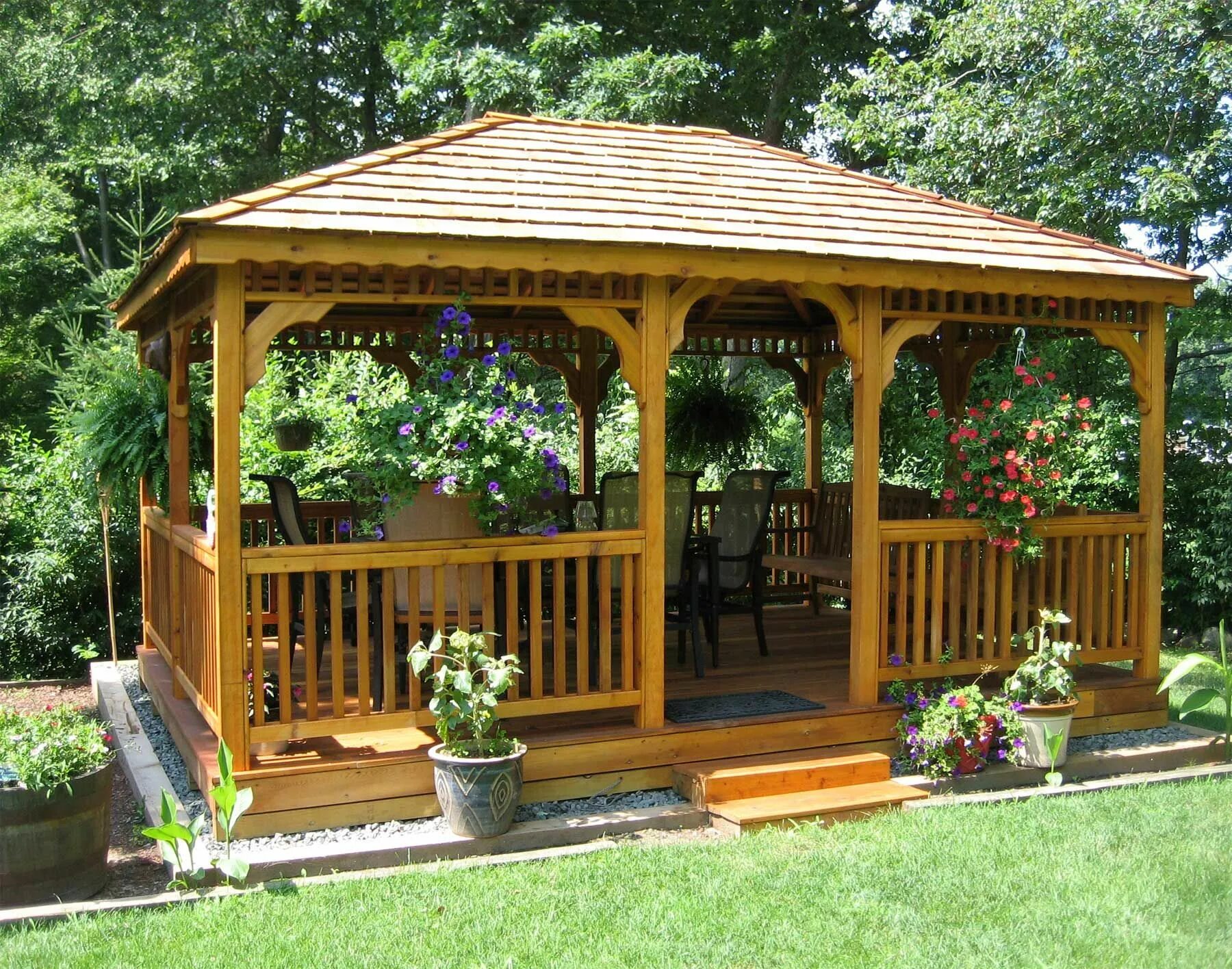 Построить беседку на даче своими руками проекты Image detail for -12 x 16 cedar rectangular gazebo shown with optional cedar shi