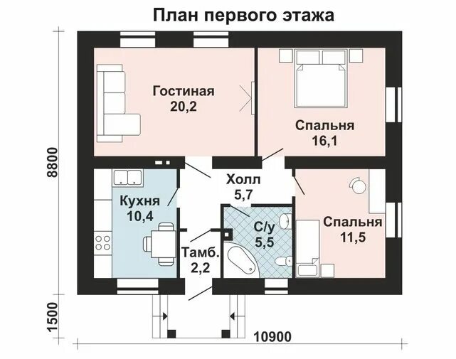 Построить дом планировка одноэтажный Проект одноэтажного загородного дома AS-2071 из газоблоков с крыльцом