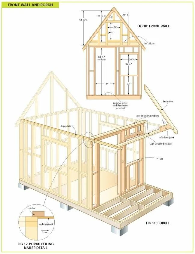 Построить дом своими руками чертежи Completely Free 108 Sq. Ft. Cottage Wood Cabin Plans Cabin plans, Building a she