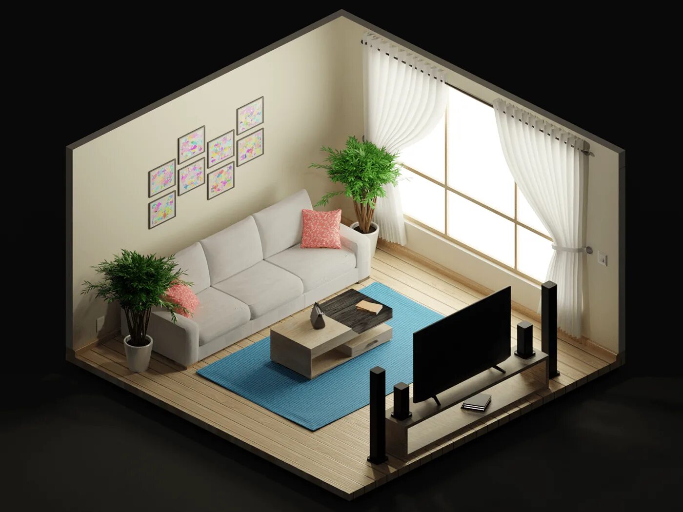 Построить интерьер комнаты Isometric Rooms :: Behance