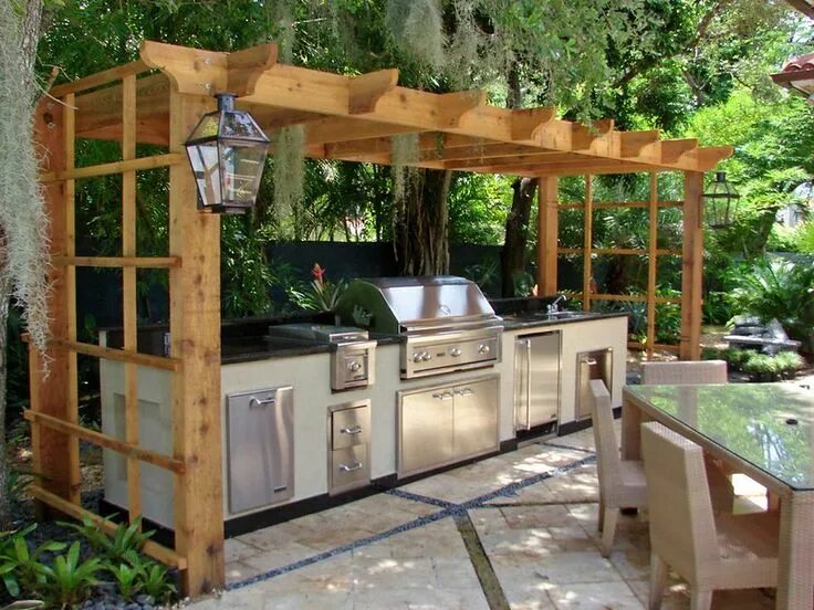 Построить кухню на даче своими руками Wooden-shelter-outdoor-kitchen-design-home-design-ideas Outdoor kitchen design, 