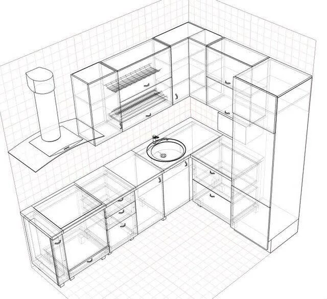 Построить планировку кухни Чертеж кухни с размерами: как нарисовать его и сделать кухню самому?