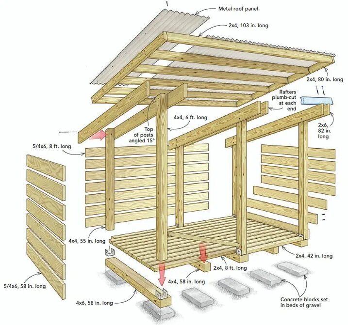 Построить своими руками фото схемы Build a Streamlined Woodshed Wood shed plans, Building a shed, Building a shed r