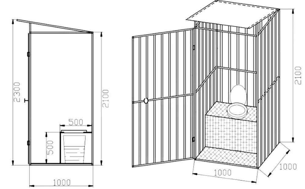 Построить туалет размеры фото чертеж Уличный туалет своими руками - как лучше сделать