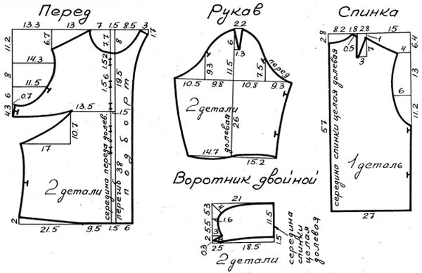 Построить выкройку блузки с рукавом Выкройка блузки с длинными рукавами