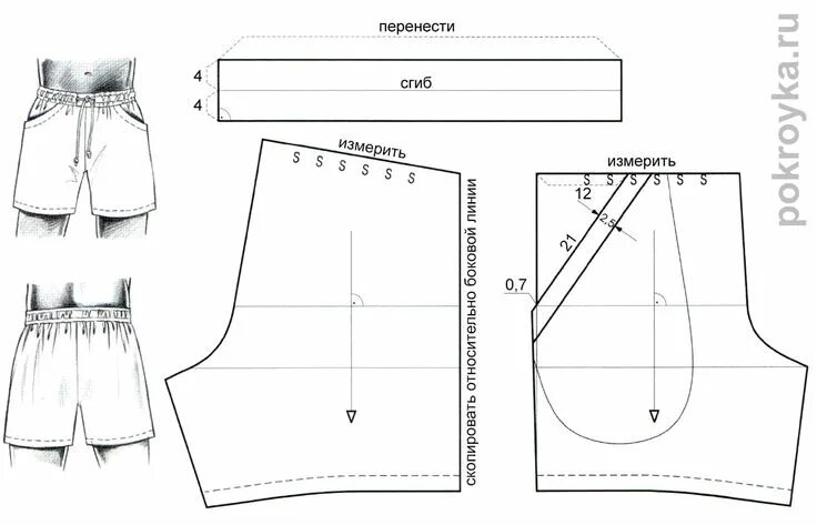 Построить выкройку мужских шорт на резинке Выкройка мужских шорт Покройка-уроки кроя и шитья Shorts pattern sewing, Mens sh