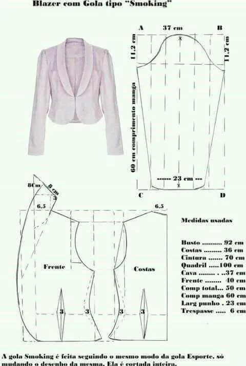 Построить выкройку пиджака женского Pin by Veronica Martinez on costura Jacket pattern sewing, Jacket pattern, Blaze