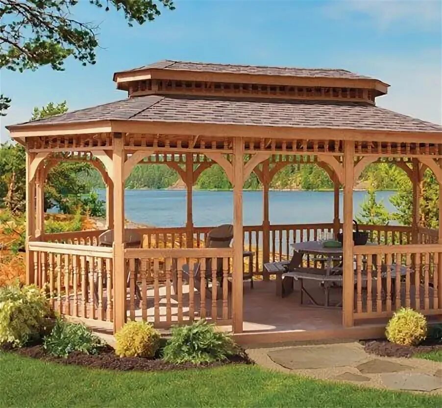 Постройки беседок фото Kauffman Lawn Furniture Amish Furniture Cleveland Rectangular gazebo, Pergola, B