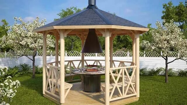 Постройки беседок фото как построить беседку с мангалом своими руками Gazebo, Bbq hut, Wooden gazebo