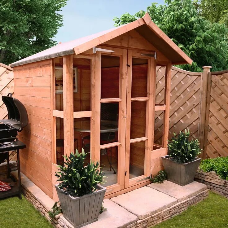 Постройки на участке своими руками фото 5ft x 5ft (1.26m x 1.73m) Tongue and Groove Summerhouse With Overhang - ShedsWor