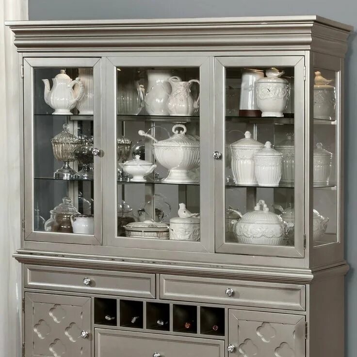 Посуда в витрине в гостиной фото Display & China Cabinets China cabinet, Furniture of america, Dining hutch