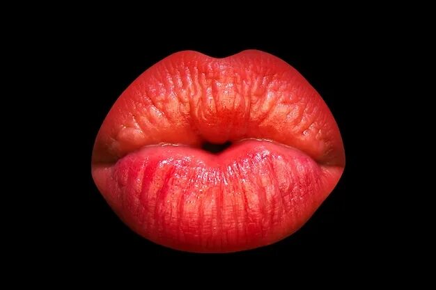 Поцелуй красный фото Premium Photo Red sexy female lips isolated on a black background air kiss beaut