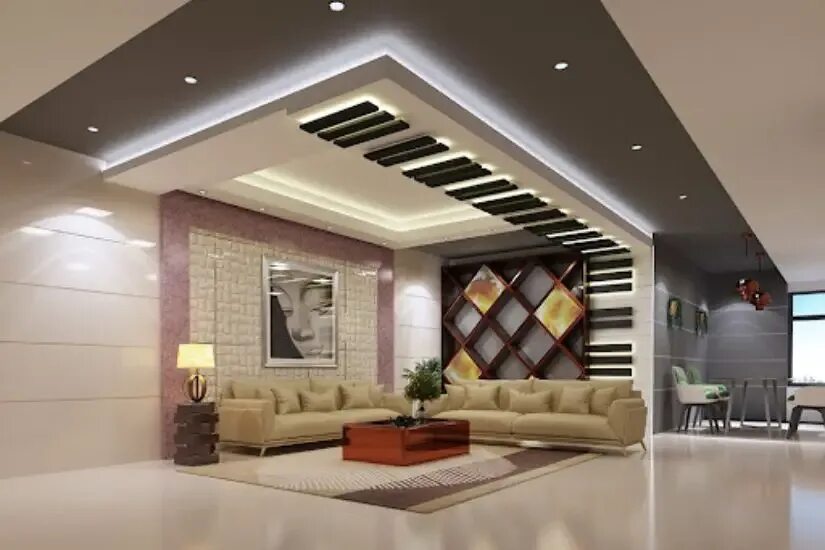 Потолки дизайн 2023 фото современные 7 POP Ceiling Designs For Hall Modern Living Room - Livinator