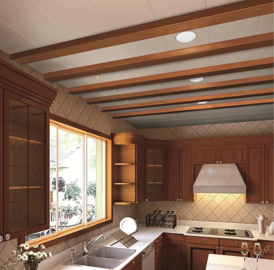 Потолки для дачи варианты и фото Kitchen ceiling design in a wooden house (48 Photos)