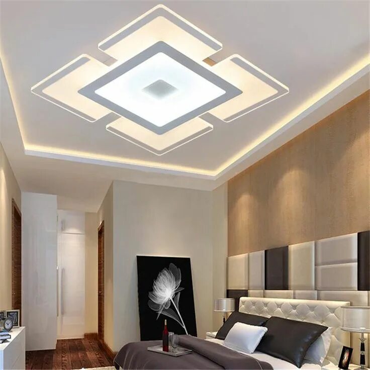 Потолки фото 2024 Nordic Dimming remote Ceiling Lights For Home acrylic square Led Modern Ceiling 