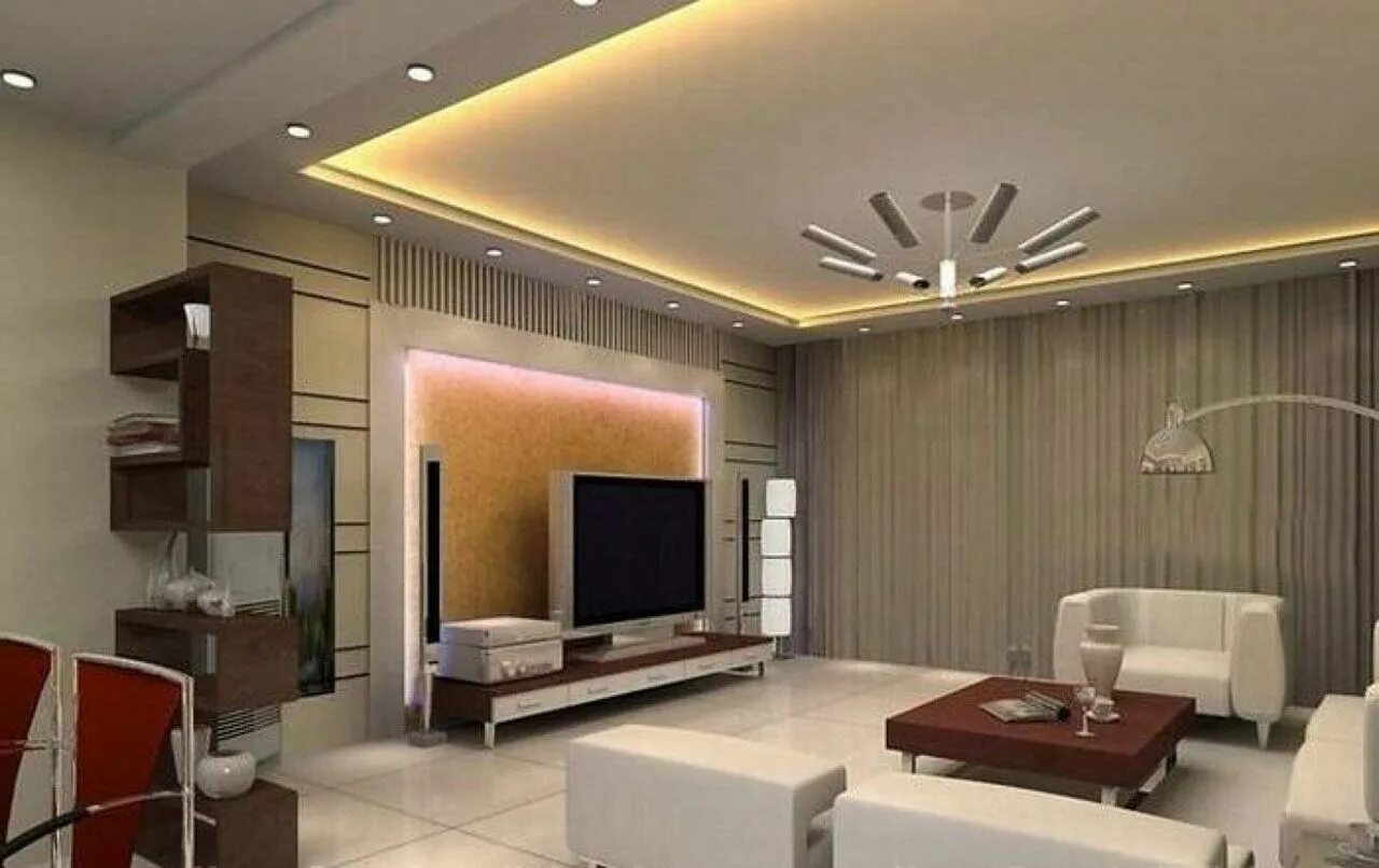 Потолки гипсокартон дизайн для зала фото Desain Plafon Ruang Tamu yang Keren False ceiling design, House ceiling design, 