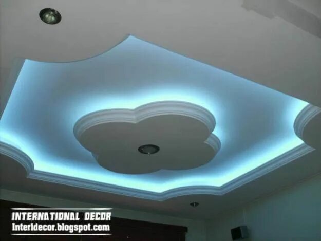 Потолки из гипсокартона фото пошаговая инструкция Gypsum ceilings designs with blue ceiling lighting ideas Gypsum ceiling design, 