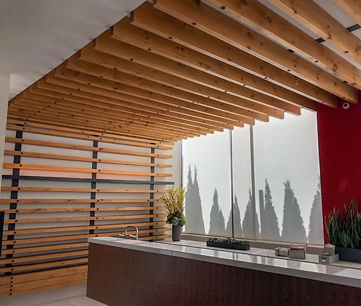 Потолки из рейки фото Found on Bing from pioneermillworks.com Wood slat ceiling, Wall treatments, Cust